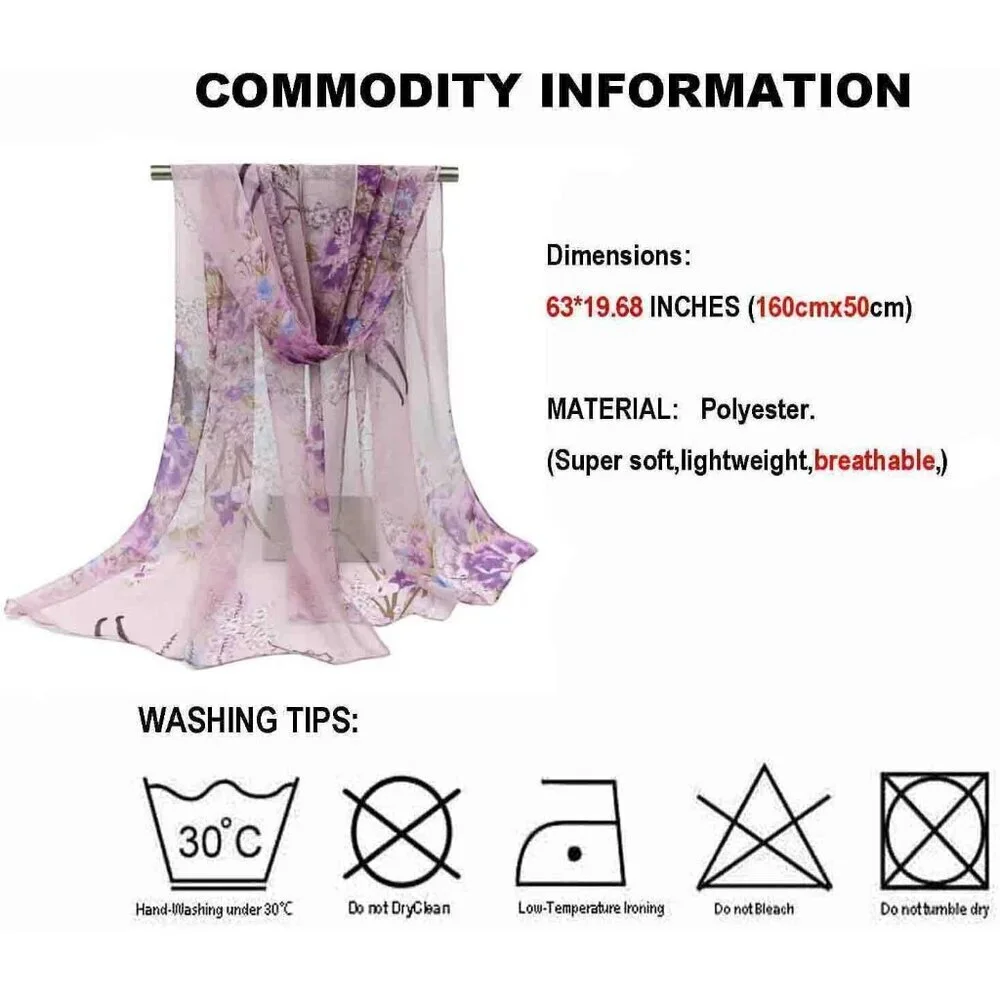 Women's Ao7  Lightweight Floral Print Scarves, Shawl Wraps & Fashion